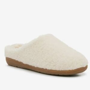 Minnetonka Cream Sherpa Hideaway Slippers. Sz 7M Like New